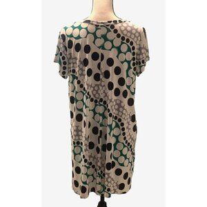 Crepas Women Mini Shirt Dress Tunic Size L Keyhole Multicolor Short Sleeve